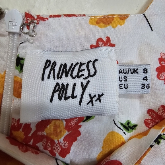 PRINCESS POLLY Charlene Multicolor Floral Puff Sleeve Mini Dress Size 4 - Picture 8 of 10
